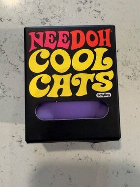 Needoh Cool Cats Cat- Squishy Squeeze Stress Fidgit Toy Purple Schylling NEW!!